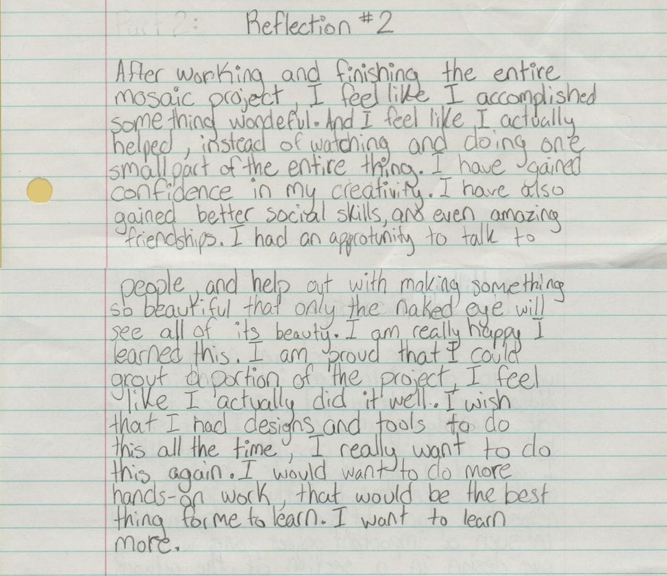 Handwritten reflection